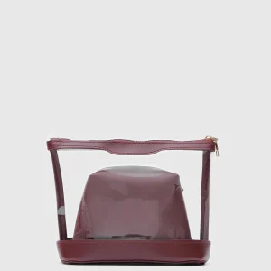 Stylish Transparent Maroon Handbag